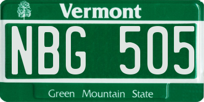 VT license plate NBG505