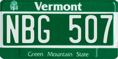 VT license plate NBG507