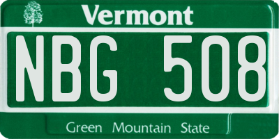 VT license plate NBG508