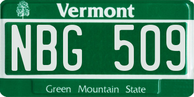 VT license plate NBG509