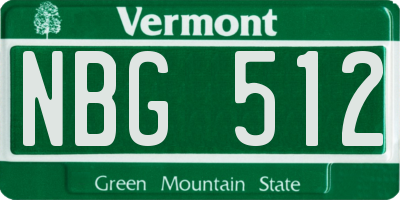 VT license plate NBG512
