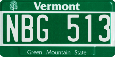 VT license plate NBG513