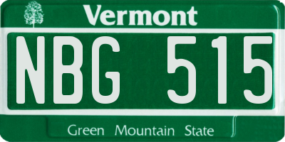 VT license plate NBG515