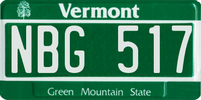 VT license plate NBG517