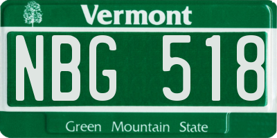 VT license plate NBG518