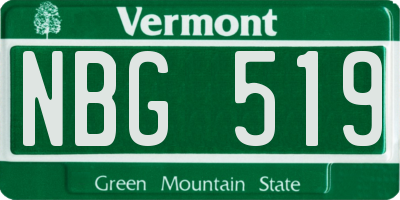 VT license plate NBG519