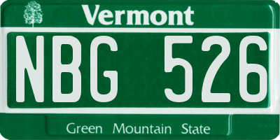 VT license plate NBG526