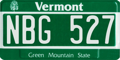 VT license plate NBG527