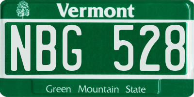 VT license plate NBG528