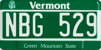 VT license plate NBG529