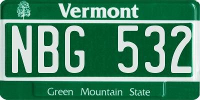 VT license plate NBG532