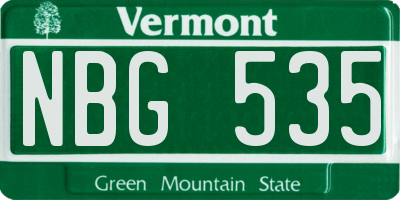 VT license plate NBG535