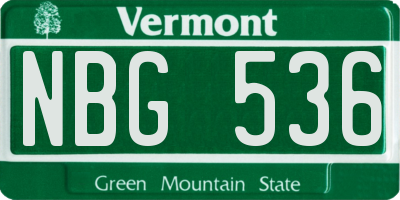 VT license plate NBG536