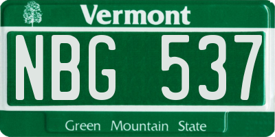 VT license plate NBG537