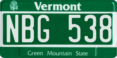 VT license plate NBG538