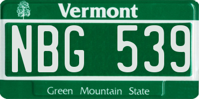VT license plate NBG539