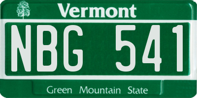 VT license plate NBG541
