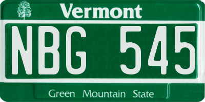 VT license plate NBG545