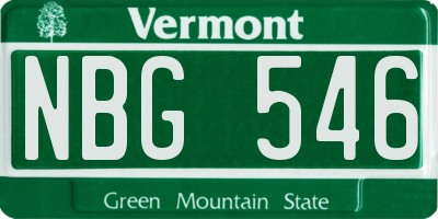VT license plate NBG546