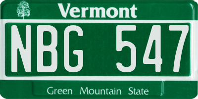 VT license plate NBG547