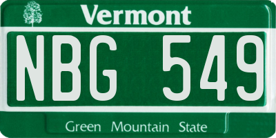 VT license plate NBG549