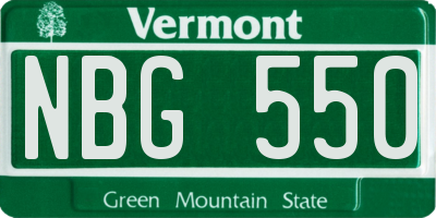 VT license plate NBG550