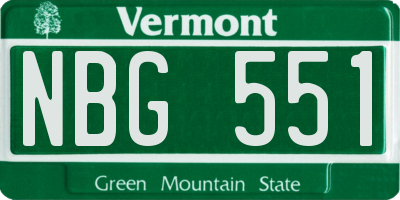 VT license plate NBG551