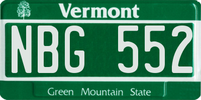 VT license plate NBG552