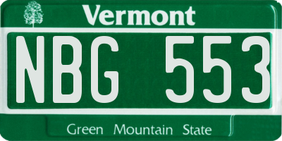 VT license plate NBG553