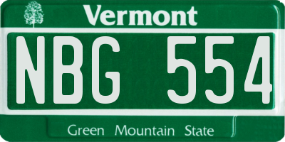 VT license plate NBG554