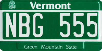 VT license plate NBG555