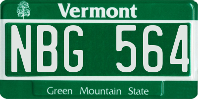 VT license plate NBG564