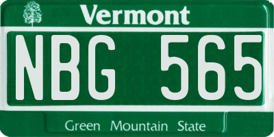 VT license plate NBG565