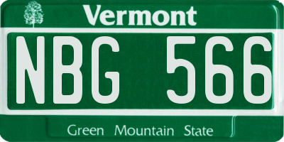 VT license plate NBG566