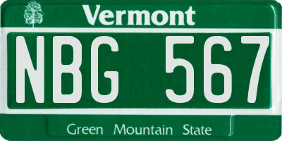 VT license plate NBG567