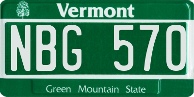 VT license plate NBG570