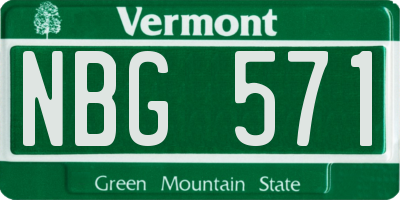 VT license plate NBG571