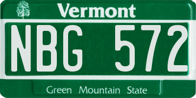 VT license plate NBG572