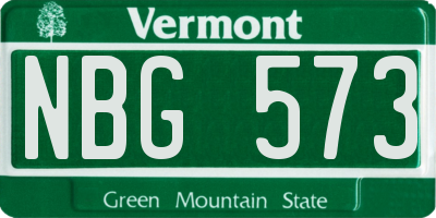 VT license plate NBG573