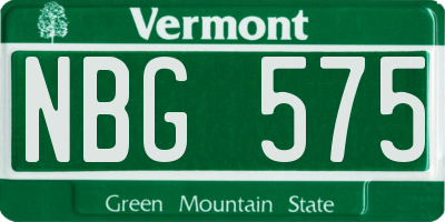 VT license plate NBG575