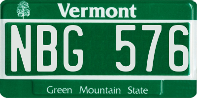 VT license plate NBG576