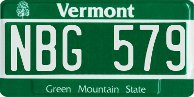 VT license plate NBG579