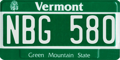 VT license plate NBG580