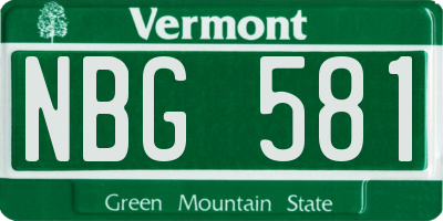 VT license plate NBG581