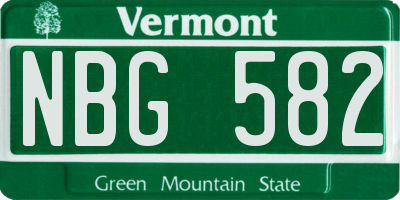 VT license plate NBG582