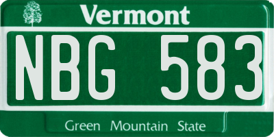 VT license plate NBG583