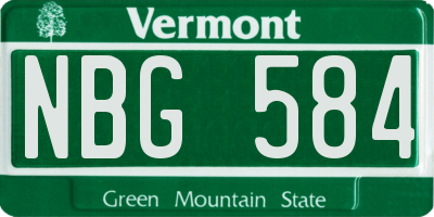 VT license plate NBG584