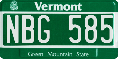 VT license plate NBG585