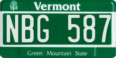 VT license plate NBG587