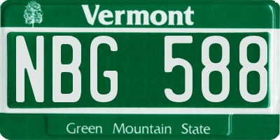 VT license plate NBG588